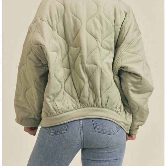 Sadie & Sage Light Green Quilted Bomber Jacket - Picture 2 of 7